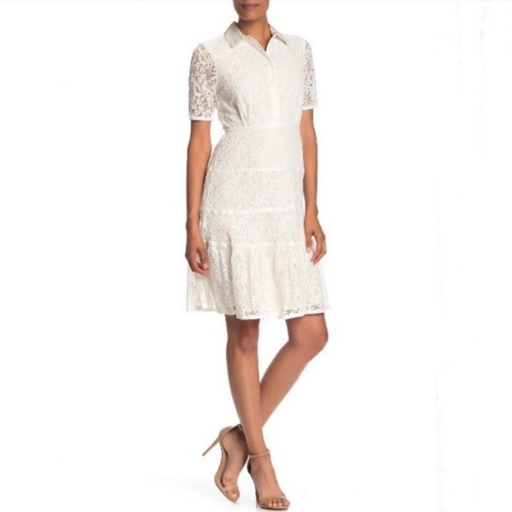 Nanette Lepore Women's White Floral Lace Cotton Dress. Quiet Luxury Academia Sz8 - Picture 3 of 13